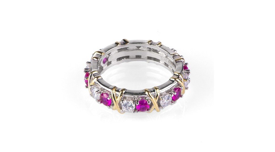 Халка с розови и бели циркони